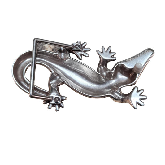 Fibbia 4 cm in metallo pesante argento america a forma di Coccodrillo
