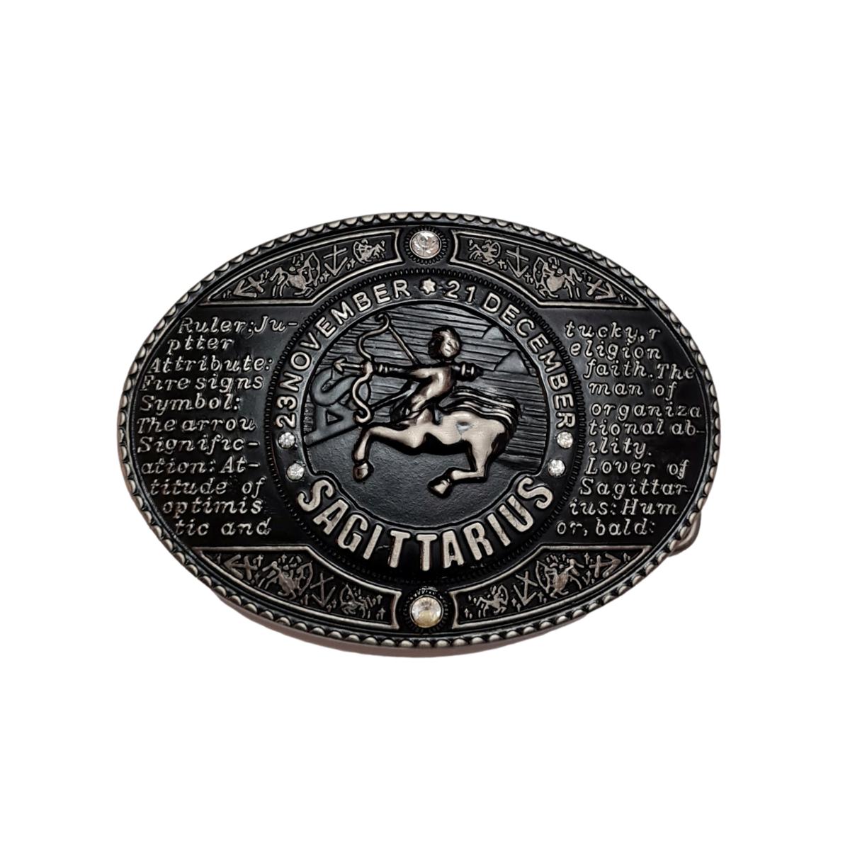 Fibbia 4 cm Vintage Argento america con brillanti e fantasia Oroscopo - Sagittarius ( Sagittario )