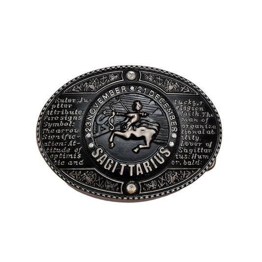 Fibbia 4 cm Vintage Argento america con brillanti e fantasia Oroscopo - Sagittarius ( Sagittario )
