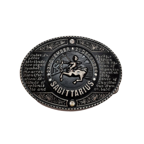 Fibbia 4 cm Vintage Argento america con brillanti e fantasia Oroscopo - Sagittarius ( Sagittario )