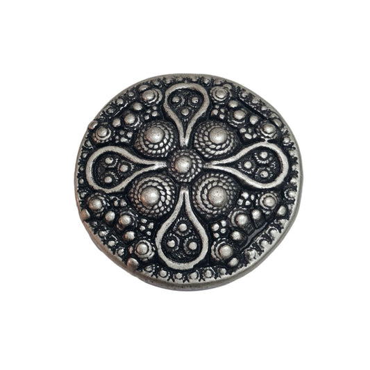 Fibbia 6 cm Circolare Intarsiata colore Argento America effetto Vintage