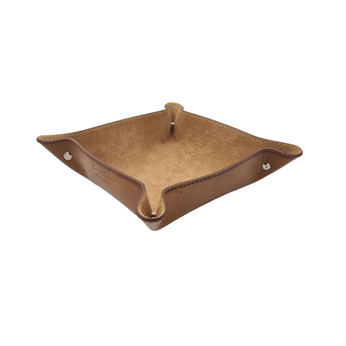 Svuotatasche Fatto a Mano in Vero Cuoio Resistente con Interno Scamosciato - Caramello - ESPERANTOBELTS