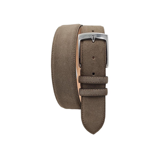Cintura Uomo 4 cm in Pelle Scamosciata , fodera in pelle e fibbia anallergica - Taupè - ESPERANTOBELTS