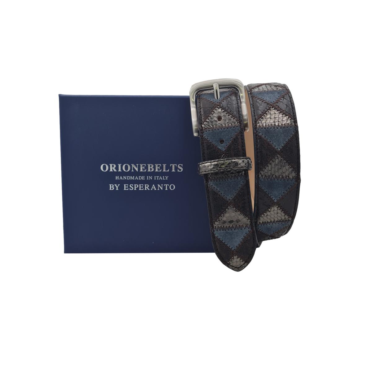 Cintura 4 cm in Coccodrillo , Pitone con fodera in pelle e fibbia anallergica - Argento - ESPERANTOBELTS