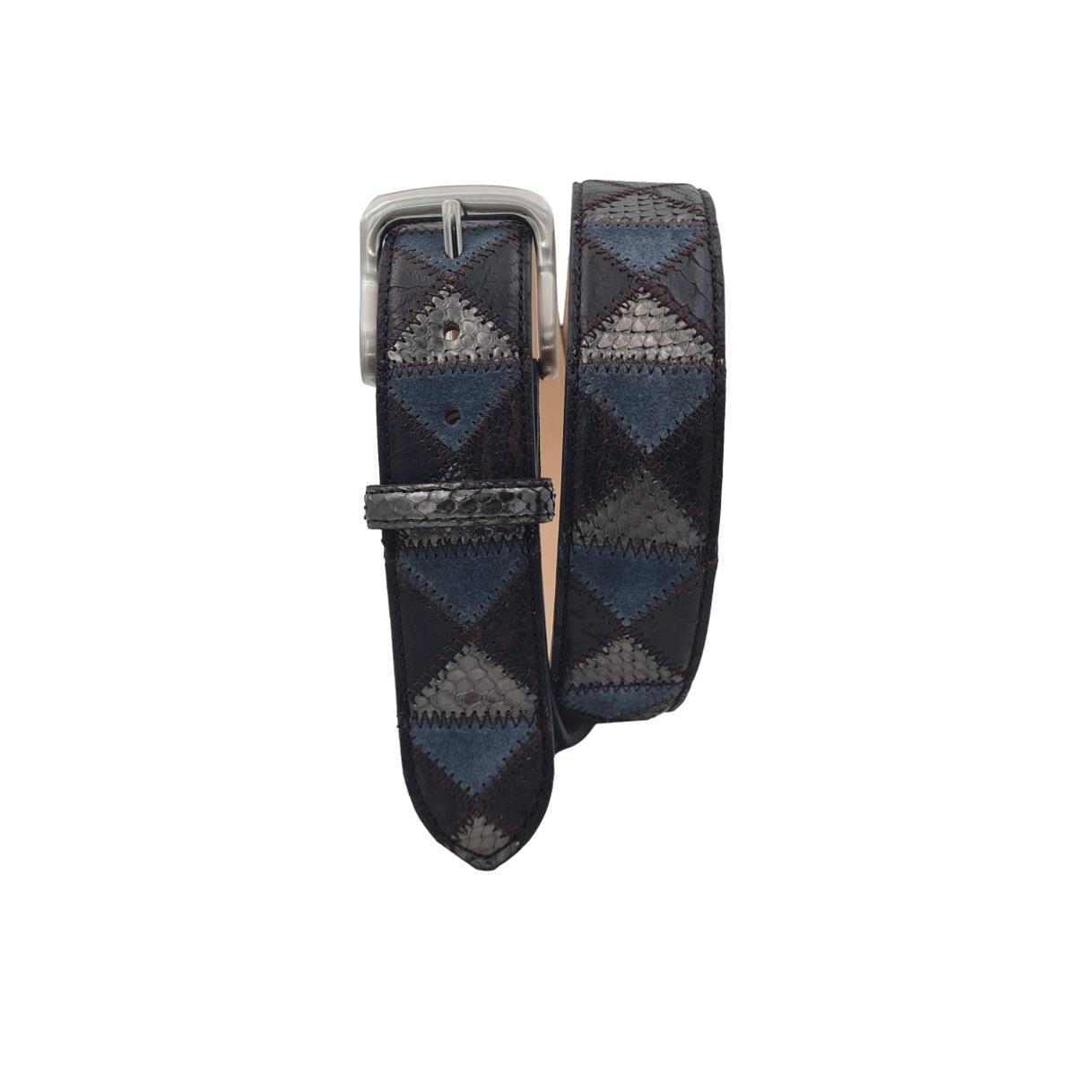 Cintura 4 cm in Coccodrillo , Pitone con fodera in pelle e fibbia anallergica - Argento - ESPERANTOBELTS