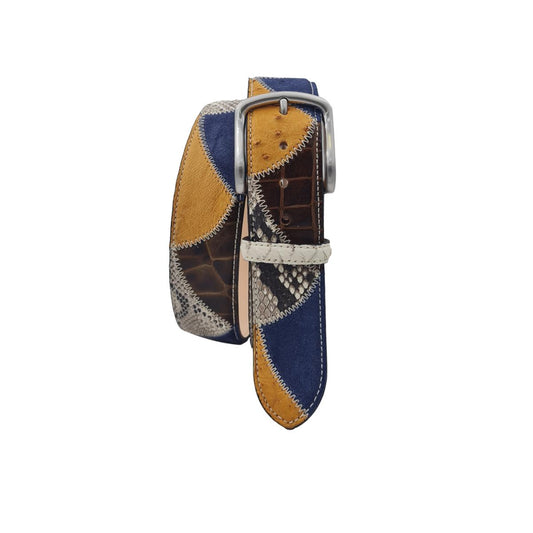 Cintura 4 cm Avio in pitone , struzzo e Pelle scamosciata e fibbia anallergica - ESPERANTOBELTS