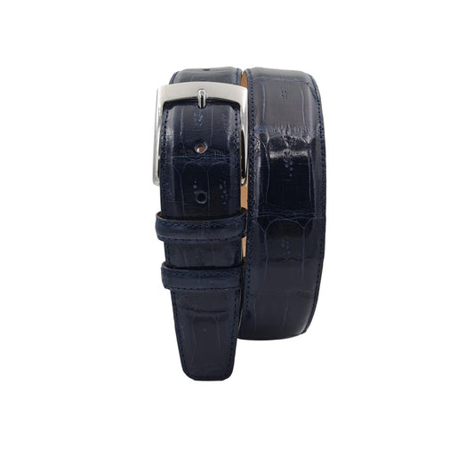 Cintura 4 cm in Coda di Coccodrillo con fodera Nabuk e fibbia anallergica - Blu - ESPERANTOBELTS