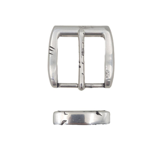 Fibbia 4 cm con passante metallico, intagli estetici