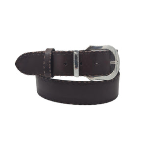 Cintura in cuoio di toro 4 cm lavorata a mano con fibbia e passanti in metallo anallergica