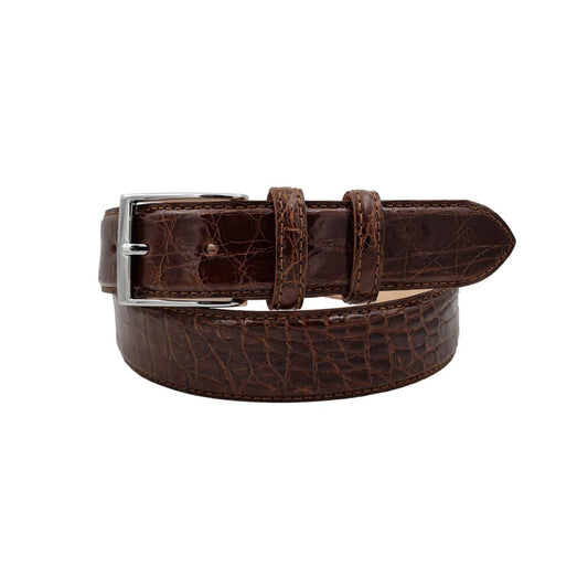 Cintura 3,5 cm in fianco di Coccodrillo Tabacco con fibbia anallergica - ESPERANTOBELTS
