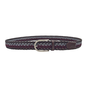 Cintura intrecciata 3,5 cm in cuoio e lana con fibbia anallergica - Moro