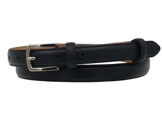Cintura Bambino in Morbido vitello altezza 2 cm accorciabile - Nero