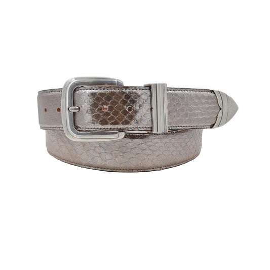 Cintura 4 cm in vera pelle di Pitone Metallizzato con fibbia anallergica - ESPERANTOBELTS