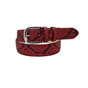 Cintura 3,5 cm in vera pelle di Pitone  con fibbia anallergica - Rosso