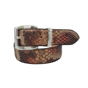 Cintura 4 cm in vero pitone con fibbia e passante satinato anallergica - Beige/Rosa