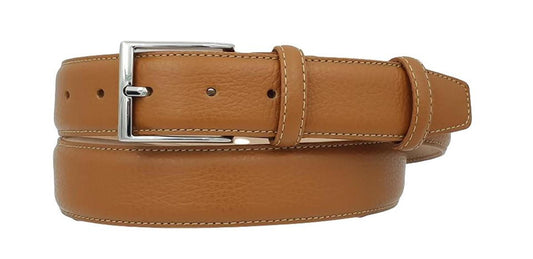 Cintura 3,5 cm in Pelle  stampa Cervo Cognac, Fodera in Pelle Bovina e Fibbia anallergica
