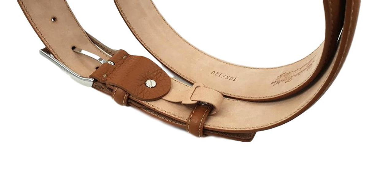 Cintura 3,5 cm in Pelle  stampa Cervo Cognac, Fodera in Pelle Bovina e Fibbia anallergica