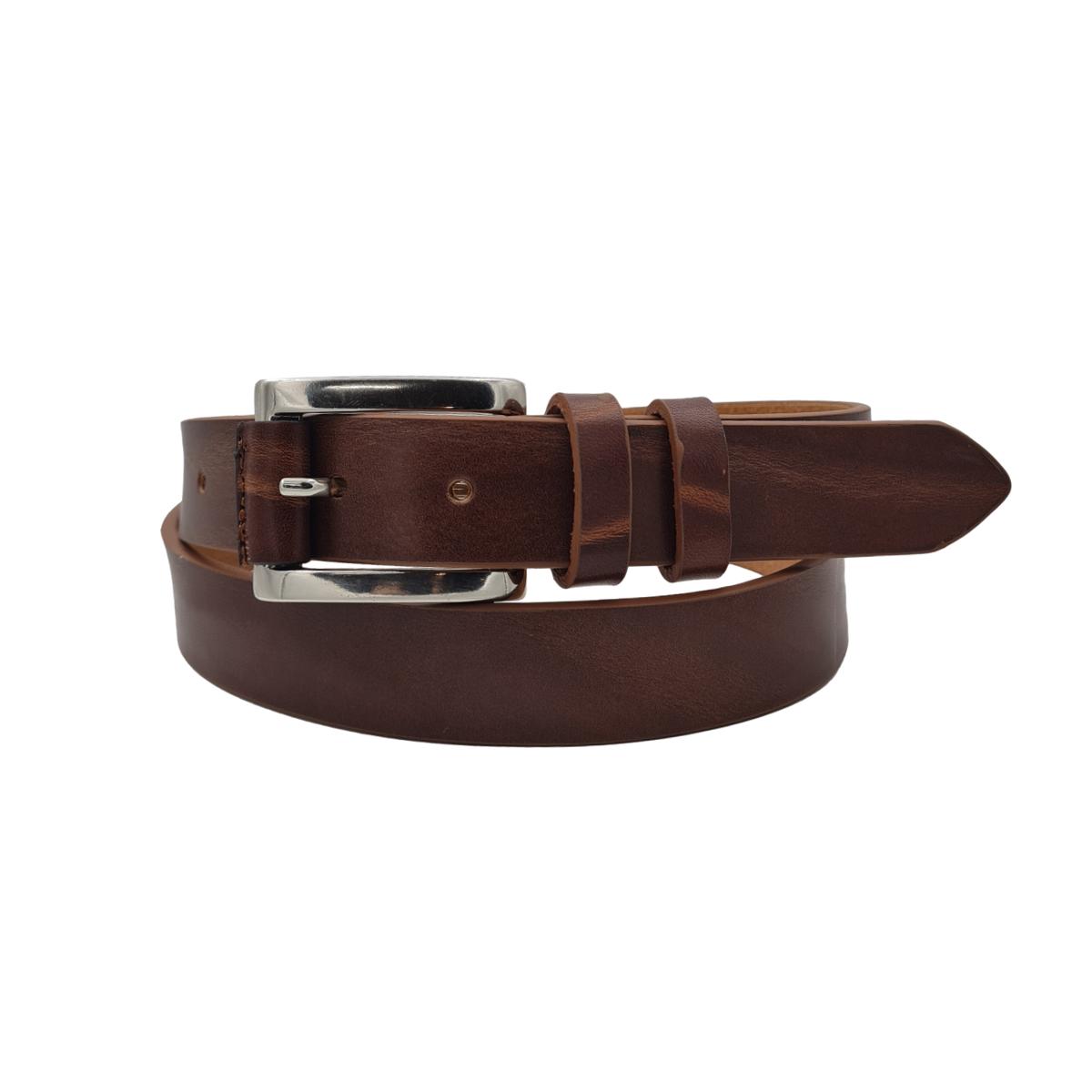 Cintura 3 cm in cuoio di toro bottalato con riporto in cuoio su fibbia 100% anallergica