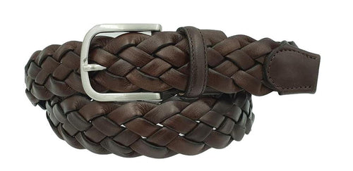 Cintura 3,5 cm intrecciata  in vera pelle con fibbia Nichel free - Moro - ESPERANTOBELTS