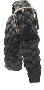 Cintura XXL 3,5 cm intrecciata in vera pelle con fibbia Nichel free  - Nero - ESPERANTOBELTS