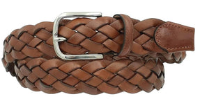 Cintura XXL 3,5 cm intrecciata in vera pelle con fibbia Nichel free  - Marrone - ESPERANTOBELTS