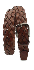 Cintura 3,5 cm intrecciata  in vera pelle con fibbia Nichel free - Marrone - ESPERANTOBELTS