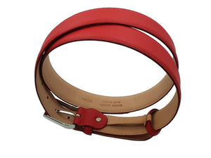 Cintura 3,5 cm in vera pelle stampata Saffiano Rosso con fodera in pelle e fibbia anallergica
