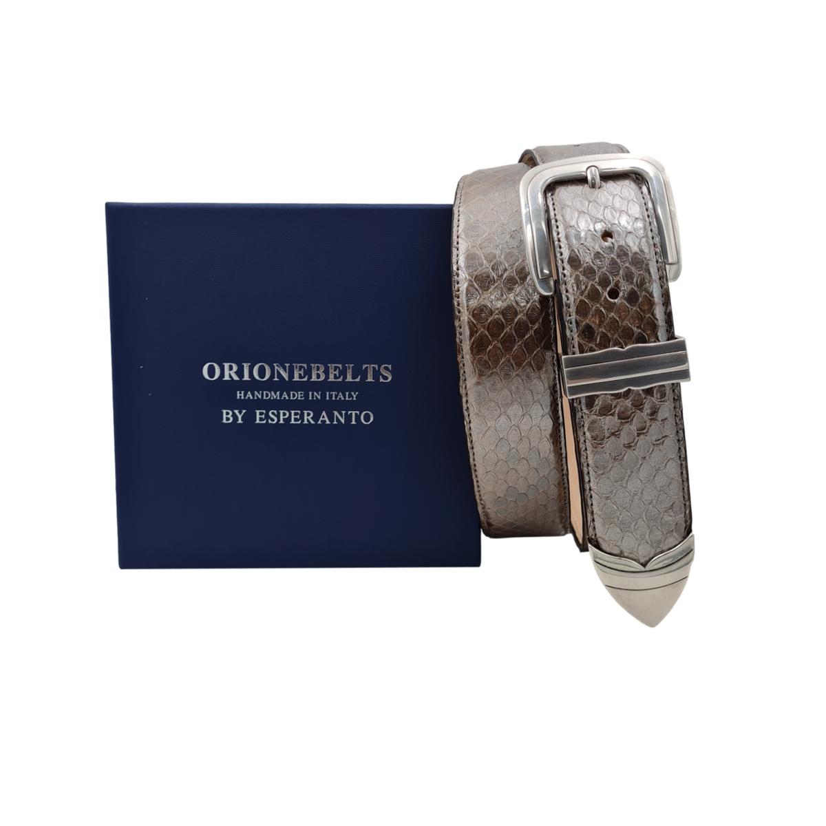 Cintura 4 cm in vera pelle di Pitone Metallizzato con fibbia anallergica - ESPERANTOBELTS