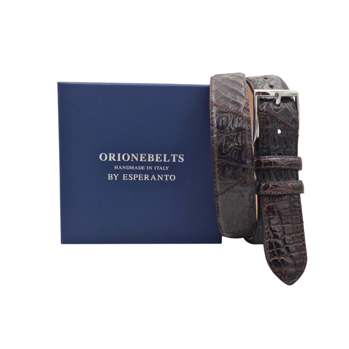 Cintura  3,5 cm in vero Coccodrillo Moro  con fibbia argentata 100% anallergica - ESPERANTOBELTS