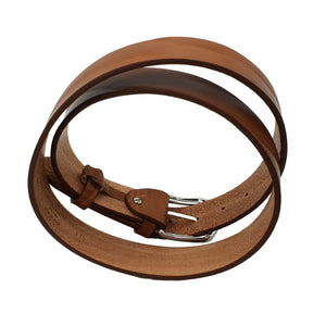 Cintura in  vero Cuoio 3,5 cm Plissè Accorciabile con fibbia arrotondata anallergica