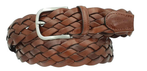 Cintura 4 cm intrecciata  in vera pelle con fibbia Nichel free - Marrone - ESPERANTOBELTS