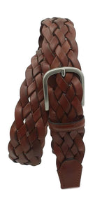 Cintura 4 cm intrecciata  in vera pelle con fibbia Nichel free - Marrone - ESPERANTOBELTS