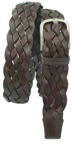 Cintura 4 cm intrecciata  in vera pelle con fibbia Nichel free - Moro - ESPERANTOBELTS