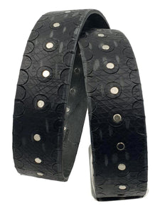 Cintura 4 cm in Cuoio colore Nero abrasivato, tinto e lavorato a  mano, fibbia colore Argento vecchio