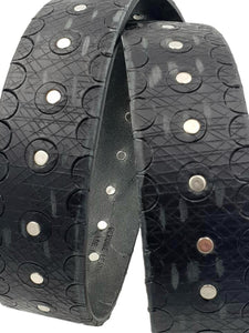 Cintura 4 cm in Cuoio colore Nero abrasivato, tinto e lavorato a  mano, fibbia colore Argento vecchio