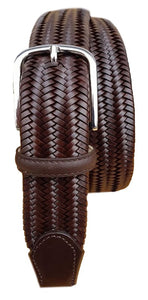 Cintura elastica in vera pelle intrecciata altezza 3 ,5 con fibbia Nichel free - Moro - ESPERANTOBELTS