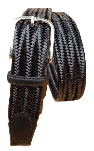 Cintura XXL elastica in pelle intrecciata 3 ,5 Nichel free ( TAGLIE EXTRALUNGHE ) - Nero - ESPERANTOBELTS
