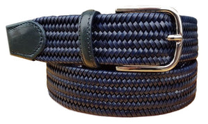 Cintura elastica in vera pelle intrecciata altezza 3 ,5 con fibbia Nichel free - Blu - ESPERANTOBELTS