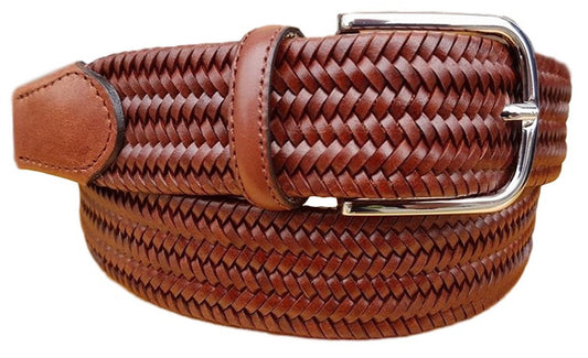 Cintura XXL elastica in pelle intrecciata 3 ,5 Nichel free ( TAGLIE EXTRALUNGHE ) - Rum - ESPERANTOBELTS
