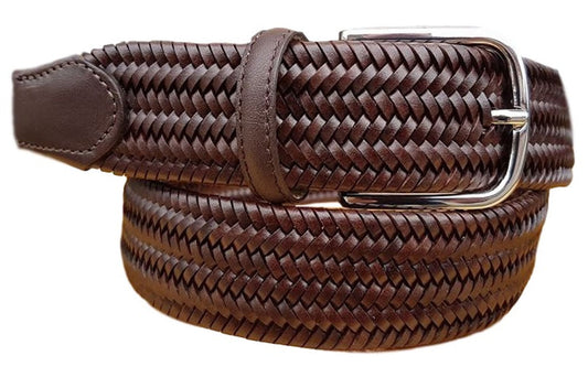 Cintura XXL elastica in pelle intrecciata 3 ,5 Nichel free ( TAGLIE EXTRALUNGHE ) - Moro - ESPERANTOBELTS