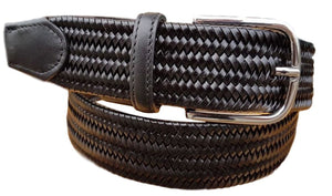 Cintura elastica in vera pelle intrecciata altezza 3 ,5 con fibbia Nichel free - Nero - ESPERANTOBELTS
