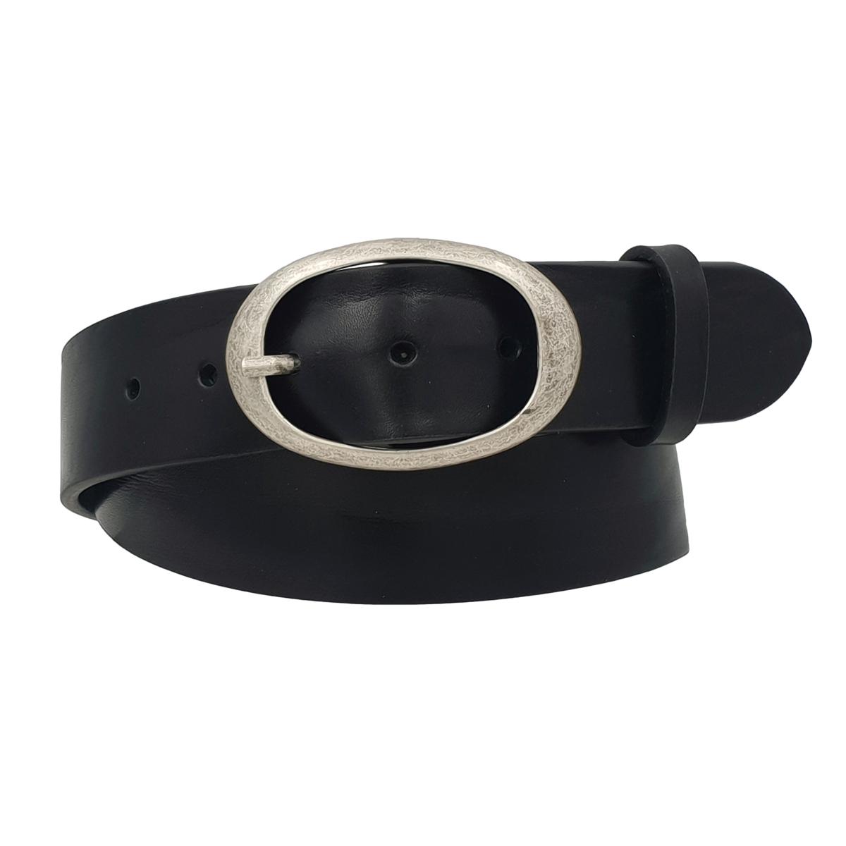 Cintura in vero cuoio di toro Plissettato 4 cm con fibbia intera Ovale Argento Antico