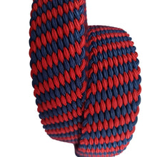 Carica l&#39;immagine nel visualizzatore di Gallery, Cintura elastica 3,5 cm a trama obliqua bicolore in Viscosa  ,Fibbia anallergica - Rosso/Blu