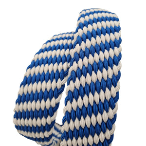 Cintura elastica 3,5 cm a trama obliqua bicolore in Viscosa  ,Fibbia anallergica - Azzurro/Bianco