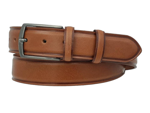 Cintura in Cuoio colore cuoio, rigato a Caldo sulla costa 3,5 cm