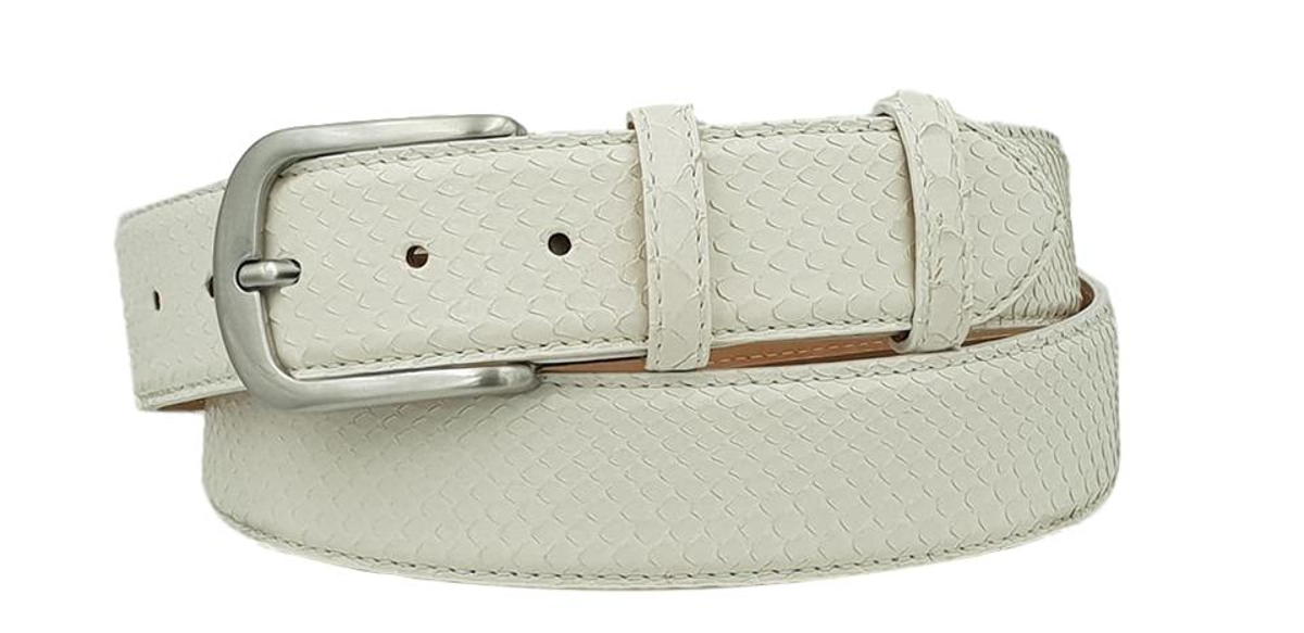 Cintura 4 cm in vera pelle di Pitone colore Bianco con fibbia anallergica