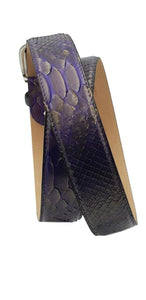 Cintura 4 cm in Vera Pelle di Pitone Viola con fodera Nabuk e fibbia Nichel free - ESPERANTOBELTS