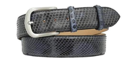 Cintura 4 cm in vera pelle di Pitone colore Blu Lucido con fibbia anallergica