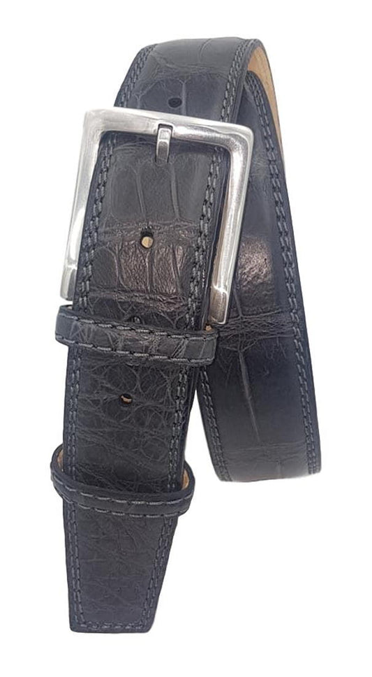 Cintura 4 cm in Coccodrillo Antracite Opacizzato con fodera nabuk, doppia cucitura e fibbia Nichel free - ESPERANTOBELTS