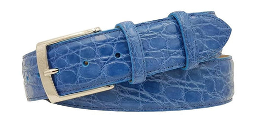 Cintura 3,5 cm in fianco di Coccodrillo Avio con fibbia Nichel free e fodera Nabuk - ESPERANTOBELTS